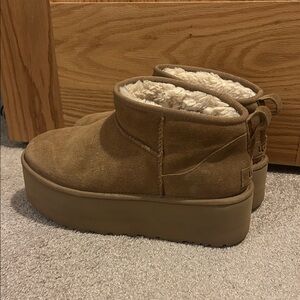 UGG Tan Suede Platform Boots